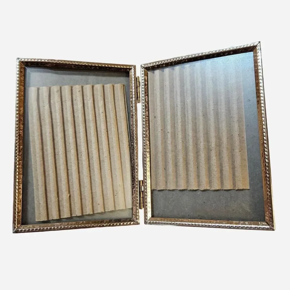 vintage cottagecore whimsigoth folding small brass double frame